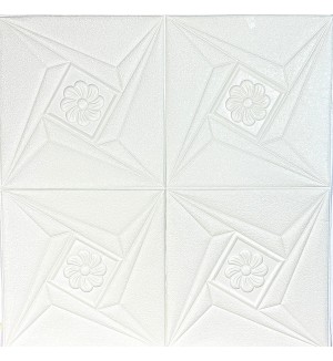 Самоклеющаяся декоративная 3D панель ромб цветок белый 700x700x5 мм