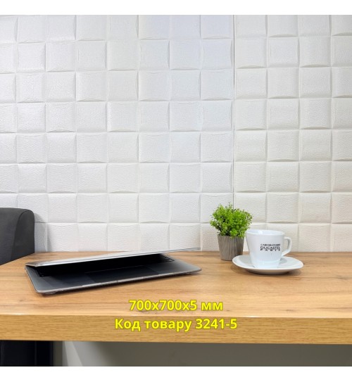Самоклеюча декоративна 3D панель лоза біла 700x700x5 мм