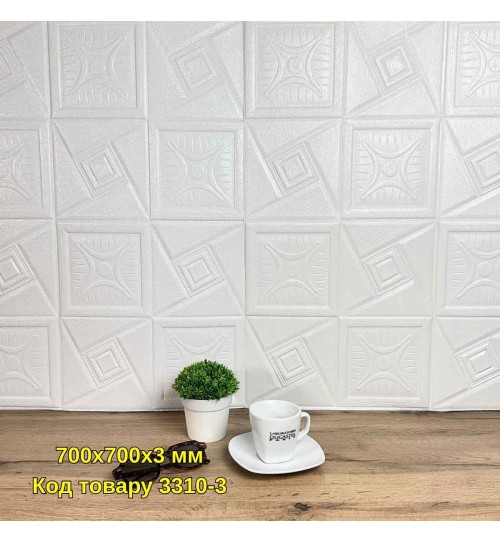 Самоклеюча декоративна 3D панель вектор білий 700x700x3 мм Самоклеюча декоративна 3D панель вектор білий 700x700x3 мм